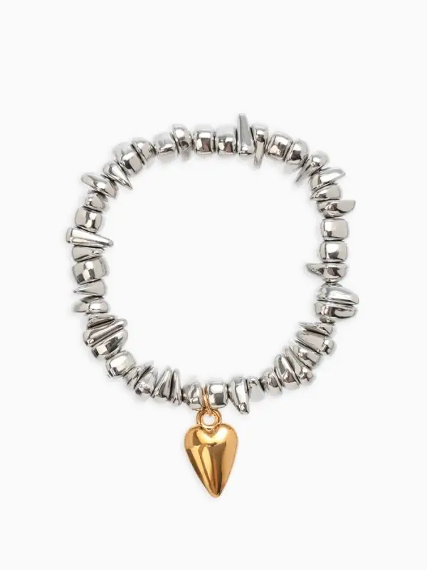 Браслет 3 нити Браслет 3 нити "Каменнное сердце", цвет золотисто-серебристый