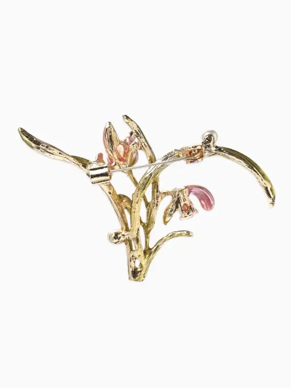 Брошь &laquo;Цветы&raquo; ирисы, жемчуг, цвет красно-розовый