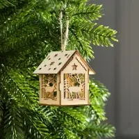 Ёлочная игрушка &laquo;Домик с оленем&raquo;, 7.5&times;6.5&times;6 см, от батареек, свечение тёплое белое