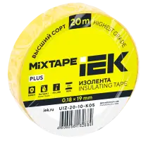 Изолента 0,18х19мм желтая 20м IEK MIXTAPE PLUS