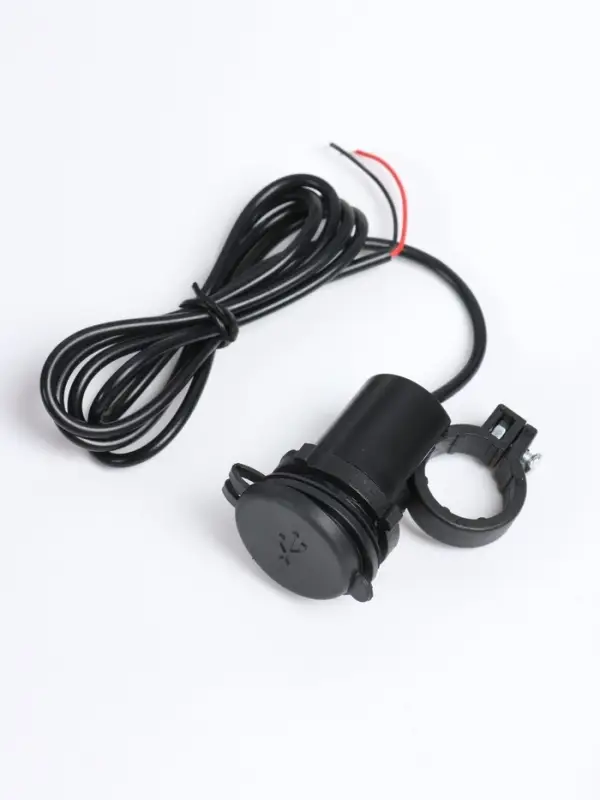 Зарядное устройство на руль мотоцикла, USB, 1.5 А, 24 В, провод 120 см