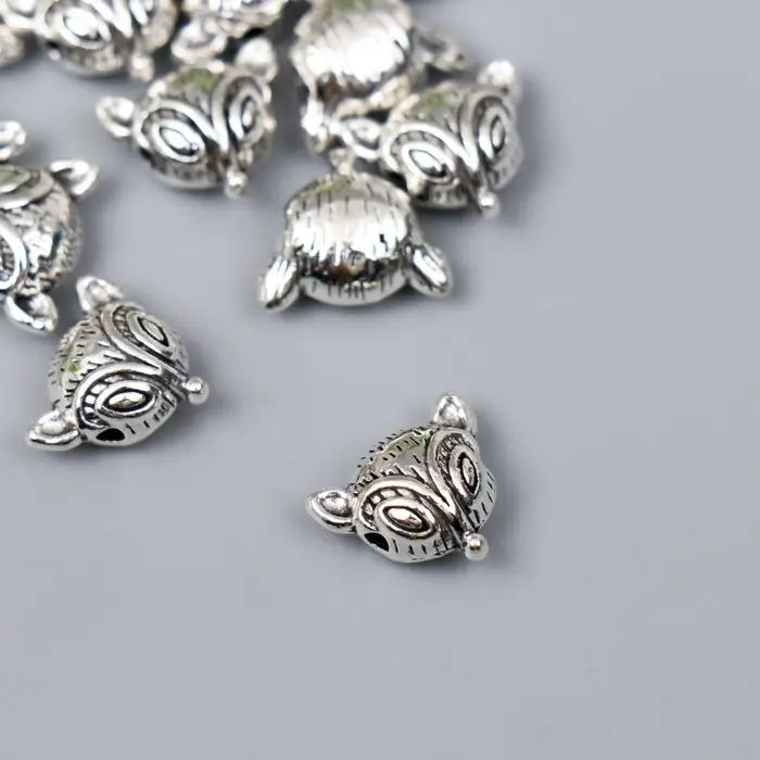 Бусина для творчества металл «Лис» серебро, 1.1×1.3 см
