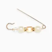 Булавка &laquo;Кубик&raquo;, 6.5 см, бело-коричневая в золоте