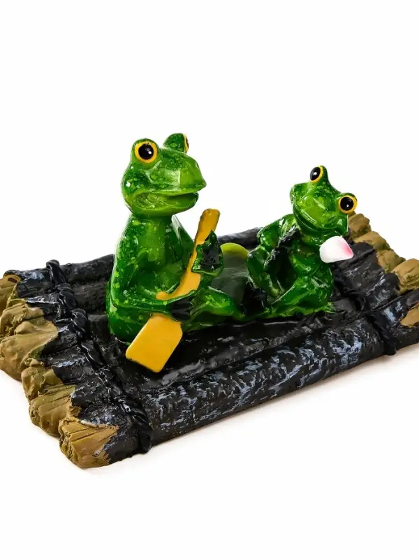 Садовая фигура из полистоуна &laquo;Лягушка на плоту&raquo;, 17&times;11&times;9.5 см, плавающая