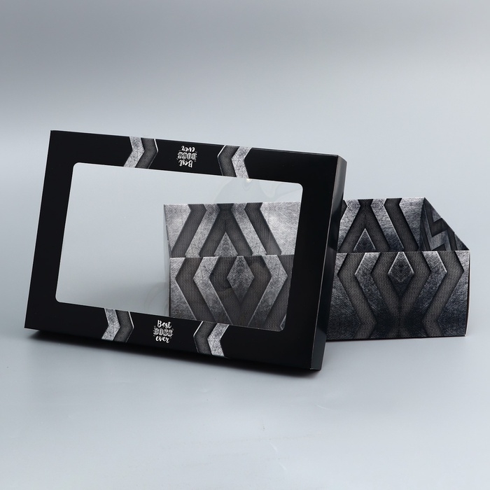 Коробка складная, крышка-дно, "Настоящему мужчине", 30 х 20 х 9 см с окном