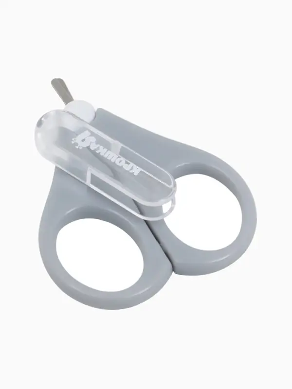 Детские маникюрные ножницы, с защитным колпачком, ВИД 1, цвет серый