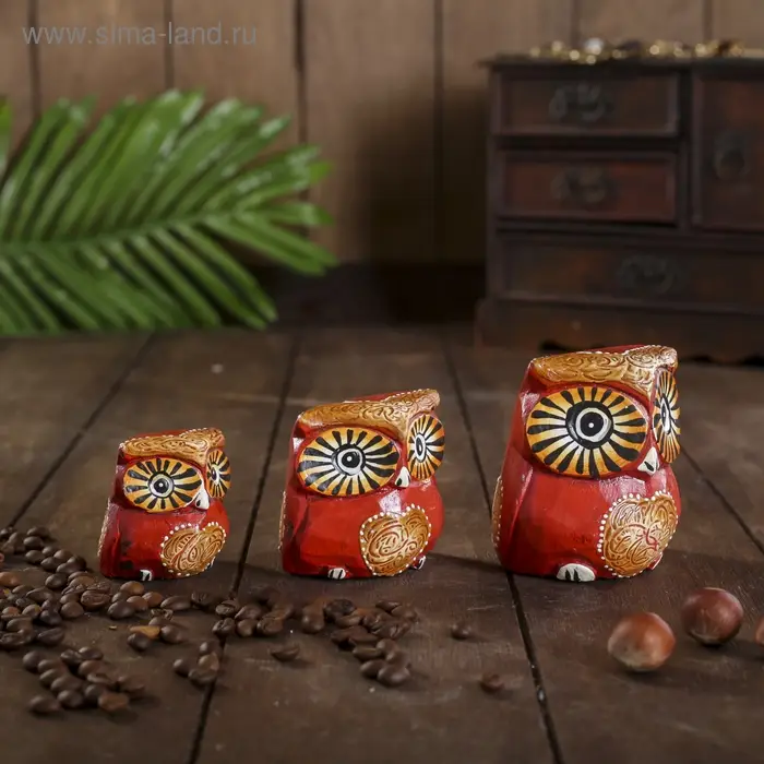 Сувенирный набор дерево Сувенирный набор дерево "Совы с сердечками" 6х19х8 см