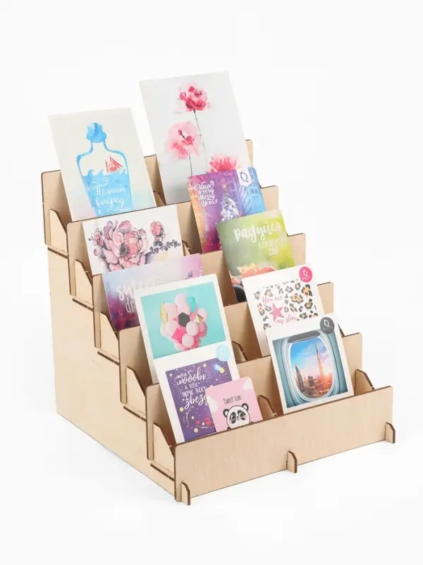 Подставка под открытки 10 ячеек по 10.8 см, 23.5&times;23&times;25 см, толщина 3 мм, бежевая