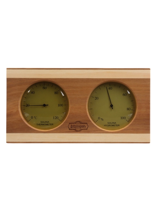 Термометр-гигрометр для бани и сауны, деревянный с корпусом из нержавеющей стали Термометр-гигрометр для бани и сауны, деревянный с корпусом из нержавеющей стали