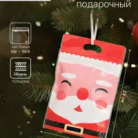 Пакет подарочный новогодний, с zip-lock застежкой, &laquo;Дед Мороз&raquo;, 15&times;23&plusmn;1 см