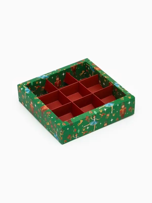 Коробка под 9 конфет новогодняя &laquo;Щелкунчик&raquo;, 14.5&times;14.5&times;3.5 см
