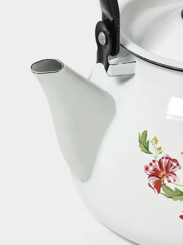 Чайник эмалированный &laquo;Астры&raquo;, 3 л, металлическая ручка, белый