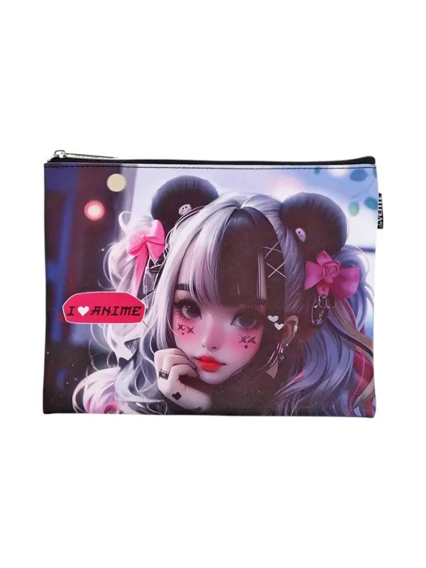 Папка для тетрадей А5, 205&times;270 мм, deVENTE I Love Anime, молния сверху, плоская, для девочки