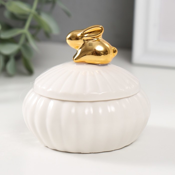Шкатулка керамика Шкатулка керамика "Золотой кролик" МИКС 7,5х7,5х7 см