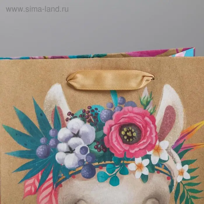 Пакет подарочный крафтовый, упаковка, «Лама», 18 х 23 х 10 см Пакет подарочный крафтовый, упаковка, «Лама», 18 х 23 х 10 см