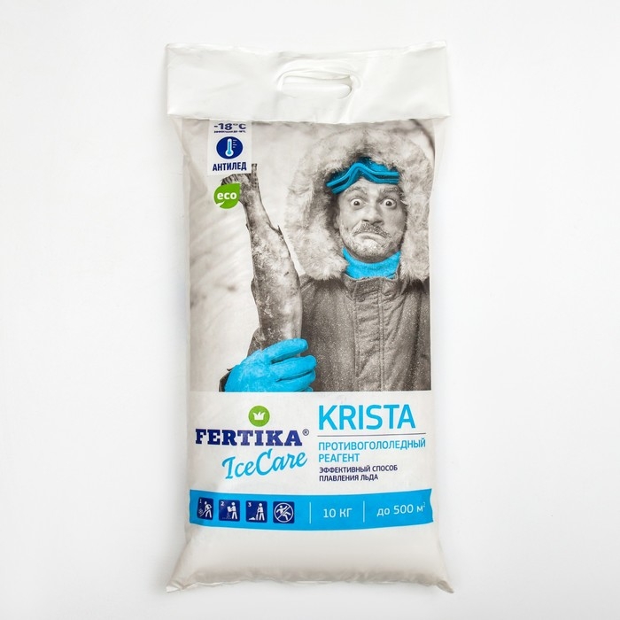 Противогололёдный реагент Fertika IceCare Care Krista, -18С   10 кг Противогололёдный реагент Fertika IceCare Care Krista, -18С   10 кг