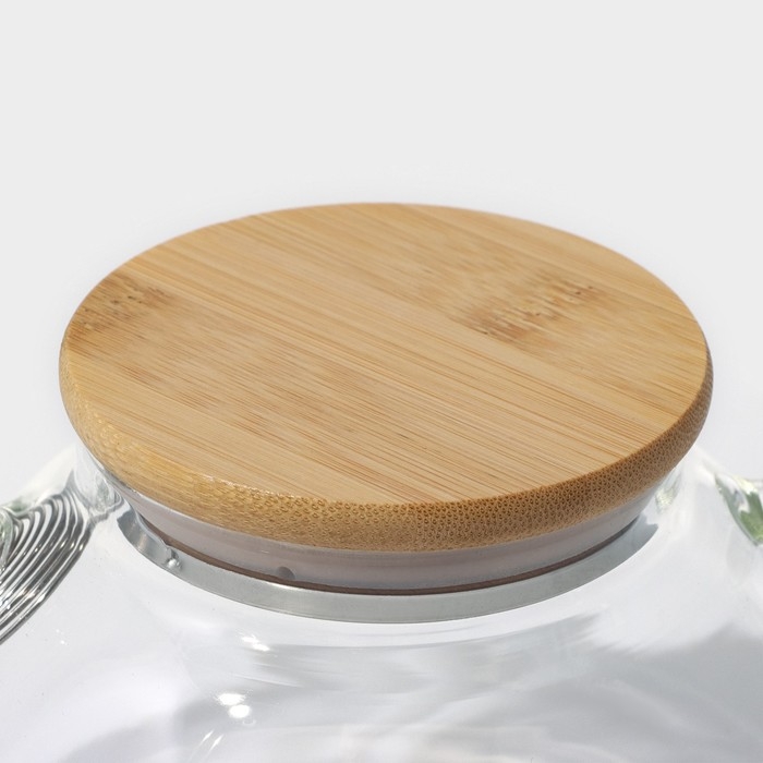 Чайник заварочный стеклянный с бамбуковой крышкой и металлическим фильтром BellaTenero «Эко», 600 мл, 18×12×10 см Чайник заварочный стеклянный с бамбуковой крышкой и металлическим фильтром BellaTenero «Эко», 600 мл, 18×12×10 см