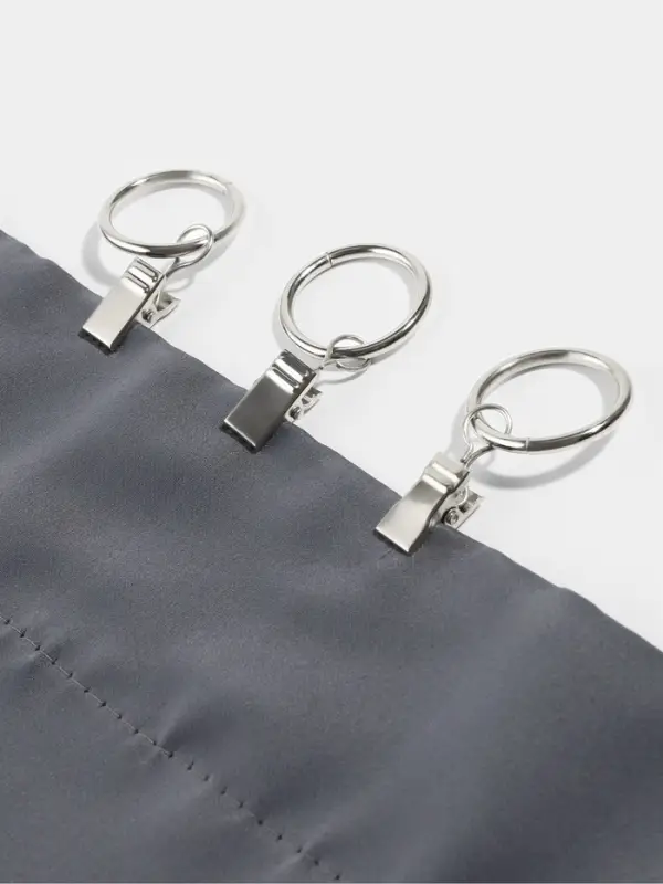 Кольцо для карниза, с зажимом, d=30/38 мм, 10 шт., в блистере, цвет серебряный