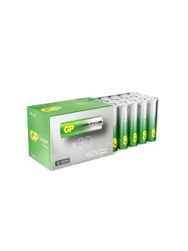 Батарейка алкалиновая GP Super Alkaline G-Tech, AA, LR6-30BOX, 1.5 В, набор, 30 шт.