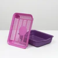 Туалет с сеткой, 35,5х26х7 см, лоток фиолетовый/сетка розовая