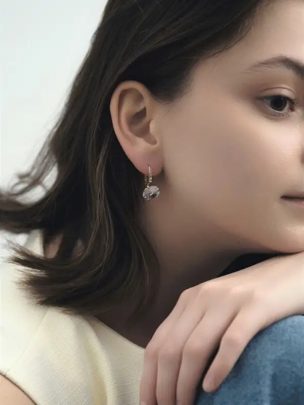 Серьги со стразами &laquo;Циркония&raquo; мини, круг, белые в золоте