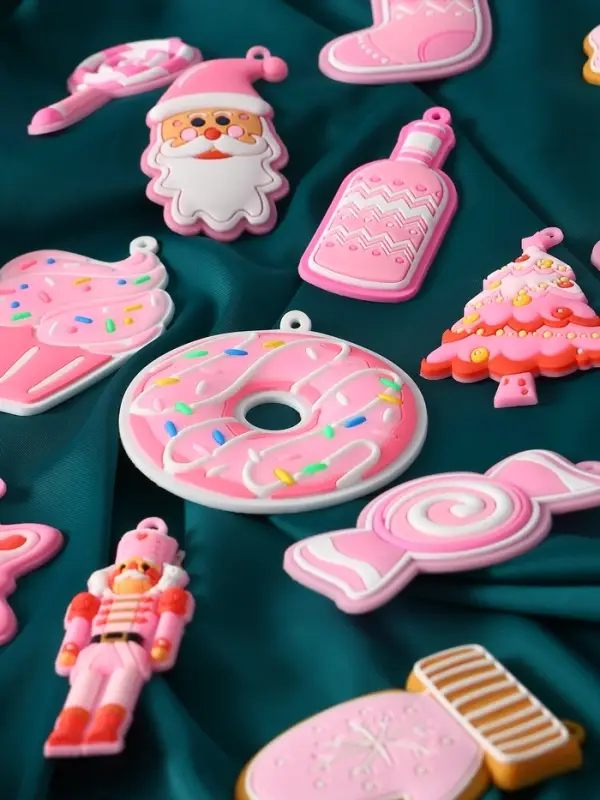 Набор украшений пластик 14 шт "Карнавал" 7 см и 8 м, розовый