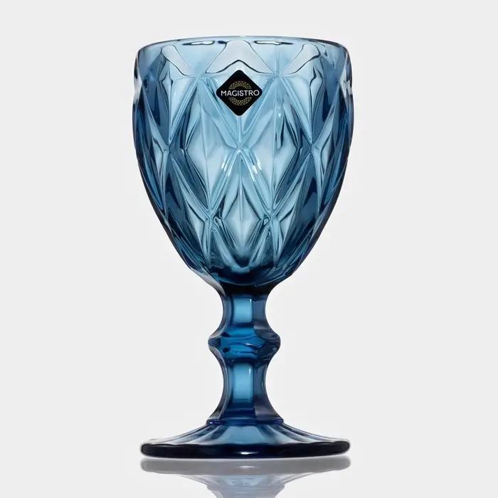 Бокалы для вина Magistro &laquo;Круиз&raquo;, 250 мл, 8&times;15.3 см, набор 6 шт., стекло, синие