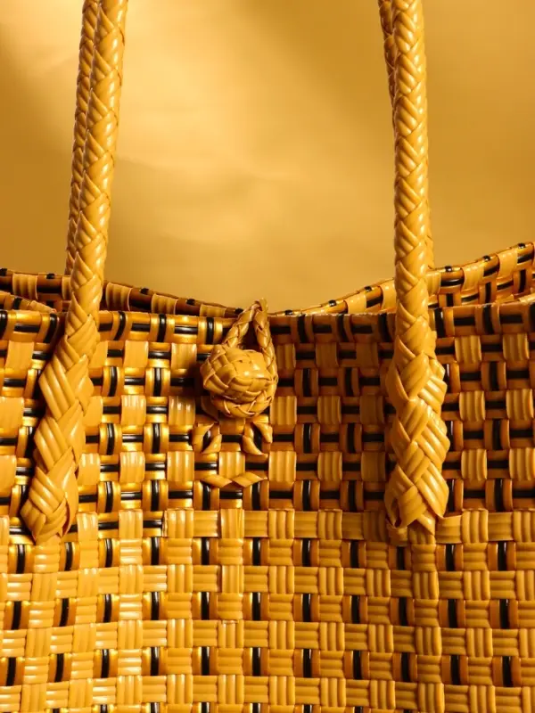 Сумка плетёная пластиковая 40х20х55 см, цв. бежевый