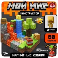 Конструктор UNICON &laquo;Магнитные кубики. Мой мир&raquo;, 2 фигурки, 80 деталей