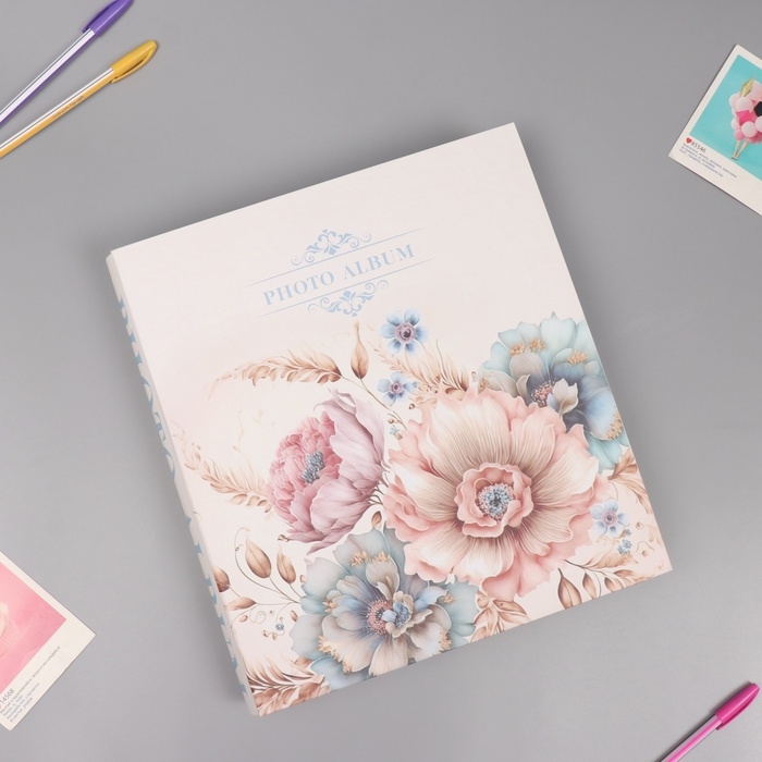 Фотоальбом на 800 фото 10х15 см Фотоальбом на 800 фото 10х15 см "Нежный букет" в коробке золотая обводка 5,5х30,5х33,5 см