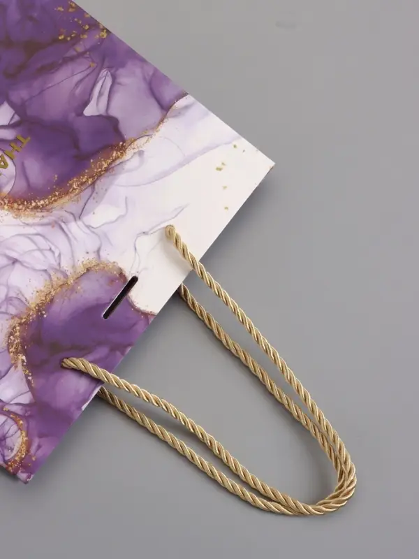 Пакет подарочный "Мрамор", фиолетовый с бантиком, 19 х 15 х 7 см