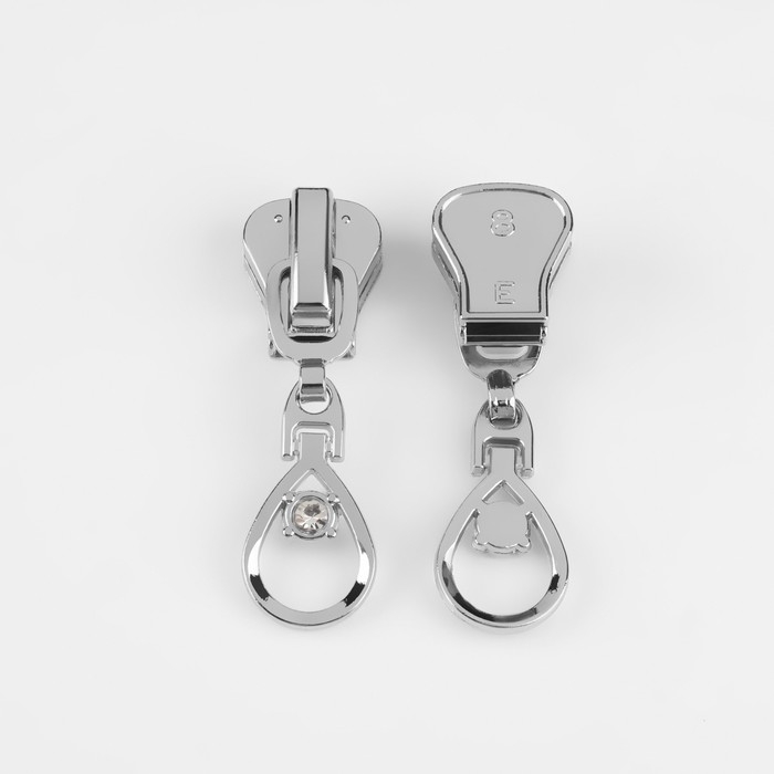 Бегунок автоматический для молнии &laquo;Трактор&raquo;, №8, декоративный &laquo;Капля&raquo;, 10 шт, цвет никель