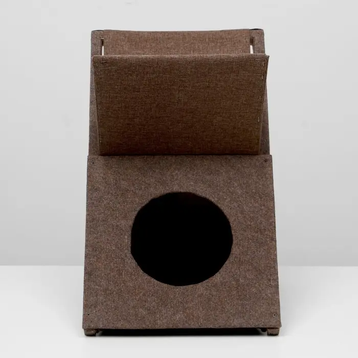 Домик для кошек &laquo;Икс&raquo;, с когтеточкой, раскладной, с гамаком, ковролин, цвет МИКС