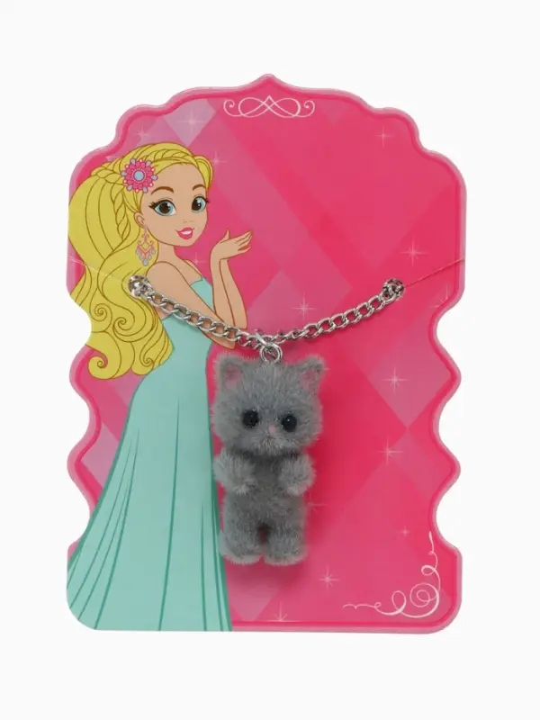 Кулон детский &laquo;Выбражулька. Котёнок&raquo;, 40 см, серый в серебре