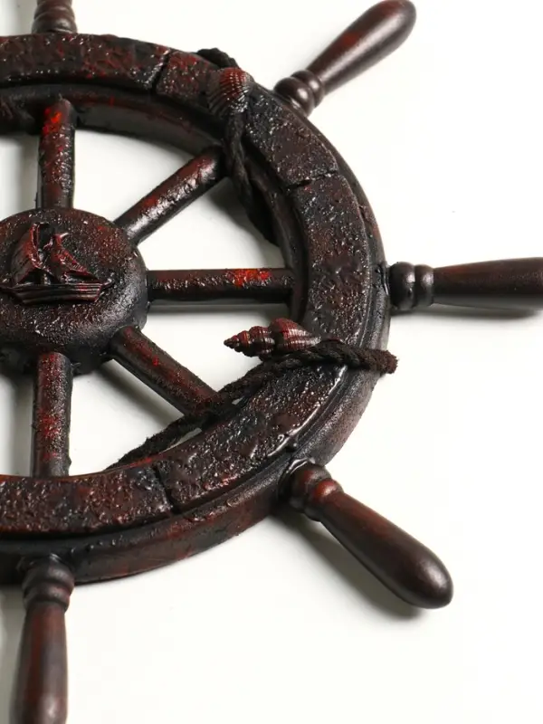 Штурвал интерьерный дерево Штурвал интерьерный дерево "Парусник и ракушки" красно-коричневый 33,5х33,5х3 см