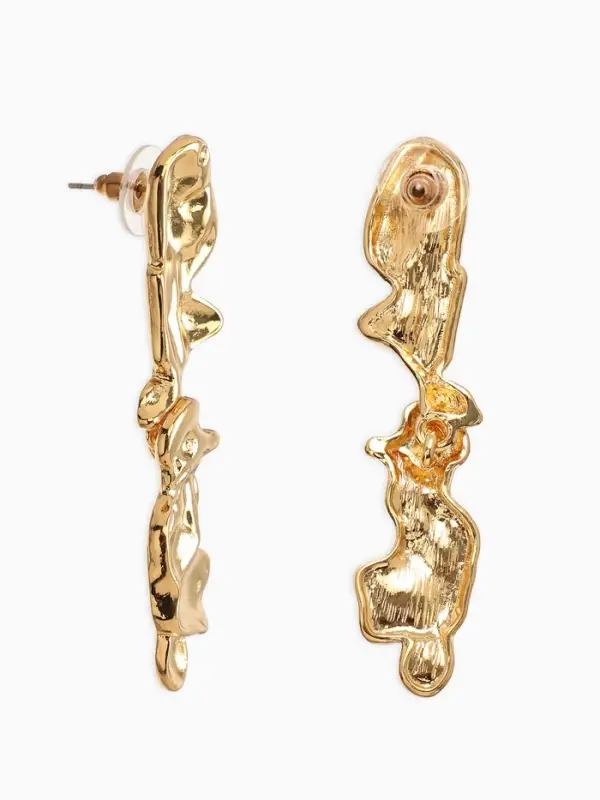 Набор 2 пред-та: серьги, колье Набор 2 пред-та: серьги, колье "Мятое", цвет золото 35см+удл 6см серьги