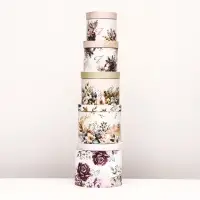 Набор шляпных коробок 5 в 1 &laquo;Пёстрые цветы&raquo;, 22&times;19.5, 14&times;13 см