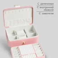 Шкатулка для украшений &laquo;С пряжкой&raquo;, с зеркалом, искусственная кожа, розовая, 24&times;18.5&times;9 см