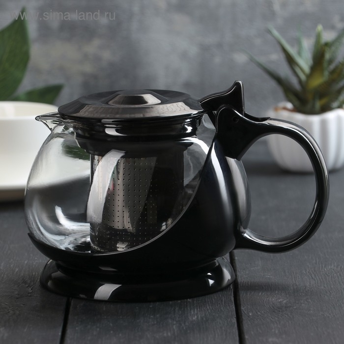 Чайник заварочный «Бетти», 800 мл, с ситечком, цвет черный Чайник заварочный «Бетти», 800 мл, с ситечком, цвет черный