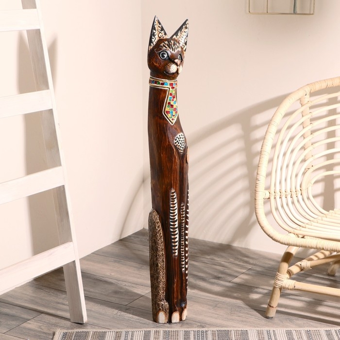 Сувенир дерево Сувенир дерево "Кошка в галстуке из мозаики" 100х16х7 см