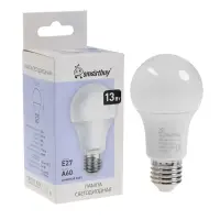 Лампа светодиодная Smartbuy, Е27, A60, 13 Вт, 4000К, дневной белый свет