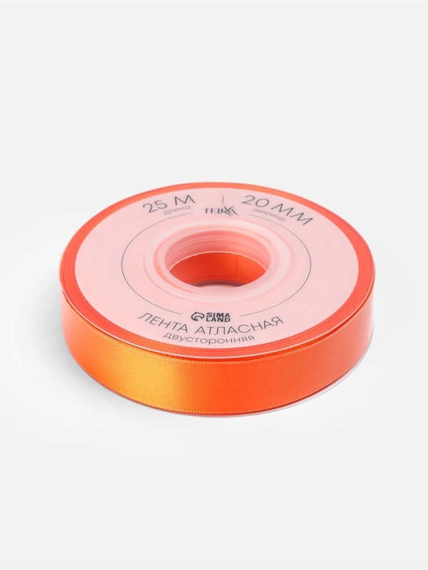 Лента атласная двухсторонняя №751 20мм*25±1м ярко-оранжевый TR