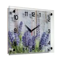 Часы настенные интерьерные &laquo;Фиолетовые цветы&raquo;, бесшумные, плавный ход, 25&times;35 см