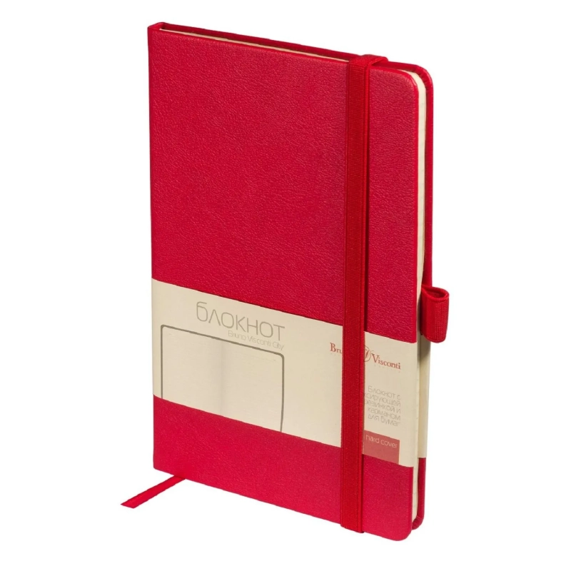 Блокнот А5 80л Bruno Visconti CITY на резинке красный 3-698/03