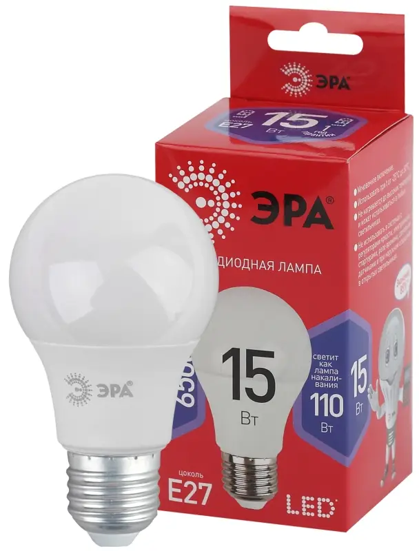 Лампа светодиодная LED 15 Вт 1200Лм 6500К груша холодный E27 220-240В LED A60-15W-865-E27 Red Line