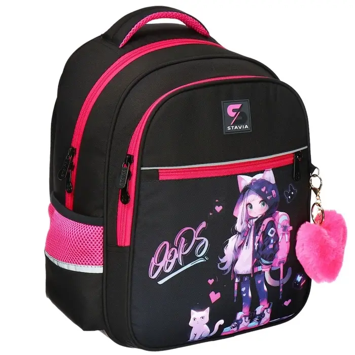 Рюкзак школьный, 40×33×19 см, эргономичная спинка, Stavia «Аниме», чёрный/фиолетовый Рюкзак школьный, 40×33×19 см, эргономичная спинка, Stavia «Аниме», чёрный/фиолетовый