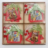 Елочные игрушки в деревянной подарочной упаковке, 12 шт.