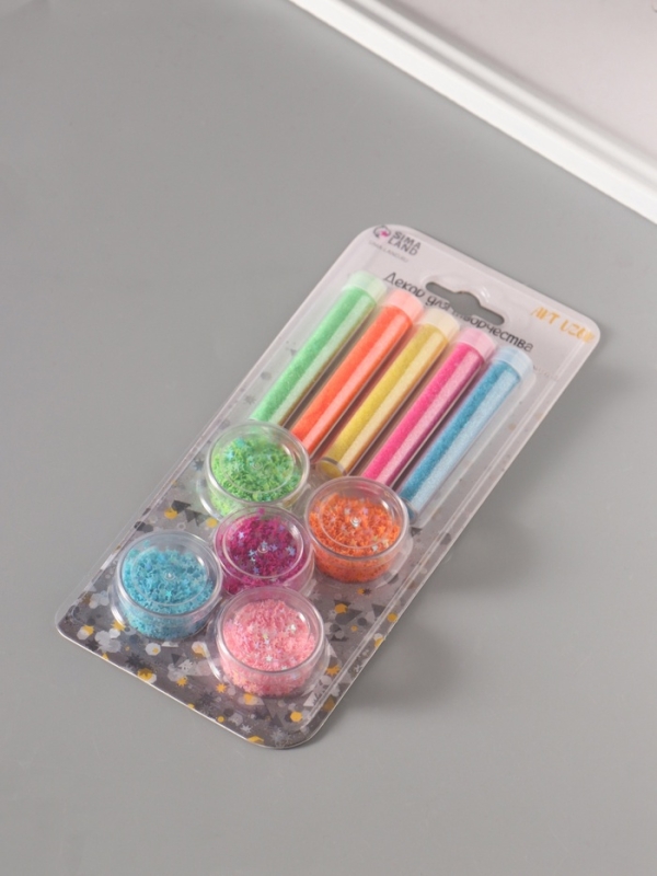 Глиттер Глиттер "Пудра и звёзды" неон набор 5х6 гр и 5х5 гр 21,4х9,3 см