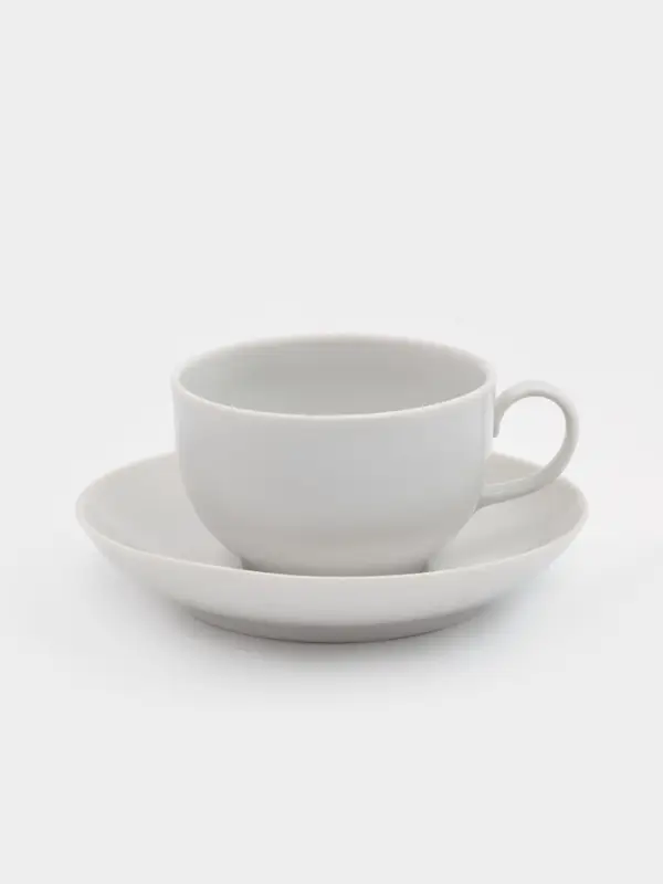 Чайная пара Дулевский фарфор &laquo;Янтарь&raquo;, 2 предмета: чашка d=210 мл, блюдце d=14 см, белая