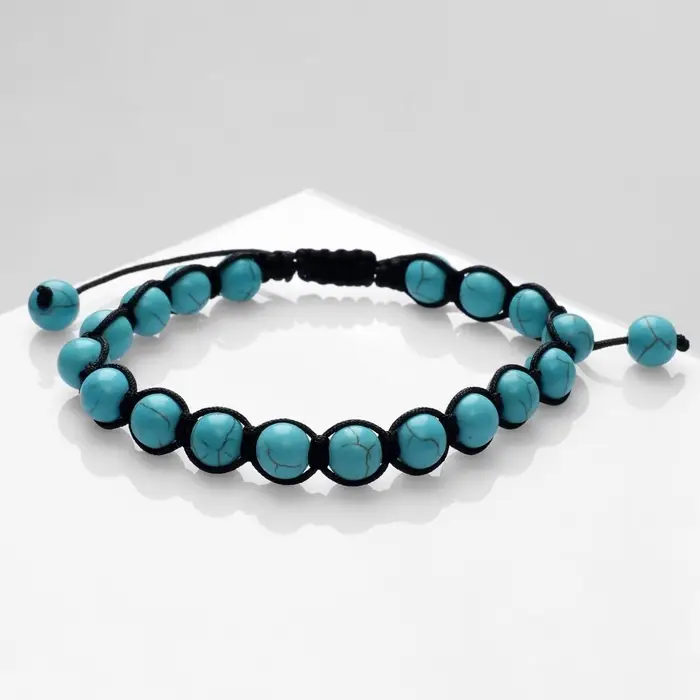 Браслет &laquo;Друиды&raquo; на нити, бирюза, голубой, d=7